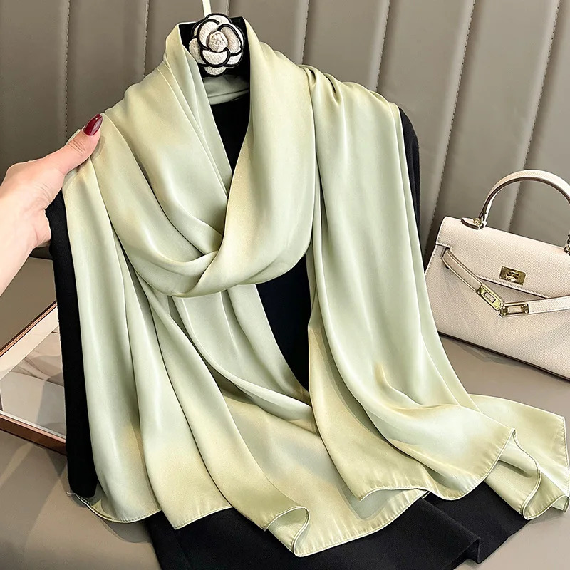Pure Color Scarf Silk Like Sun Protection Beach Shawl Air Conditioning Wrap Large Lightweight Versatile for Women Outdoor 251013