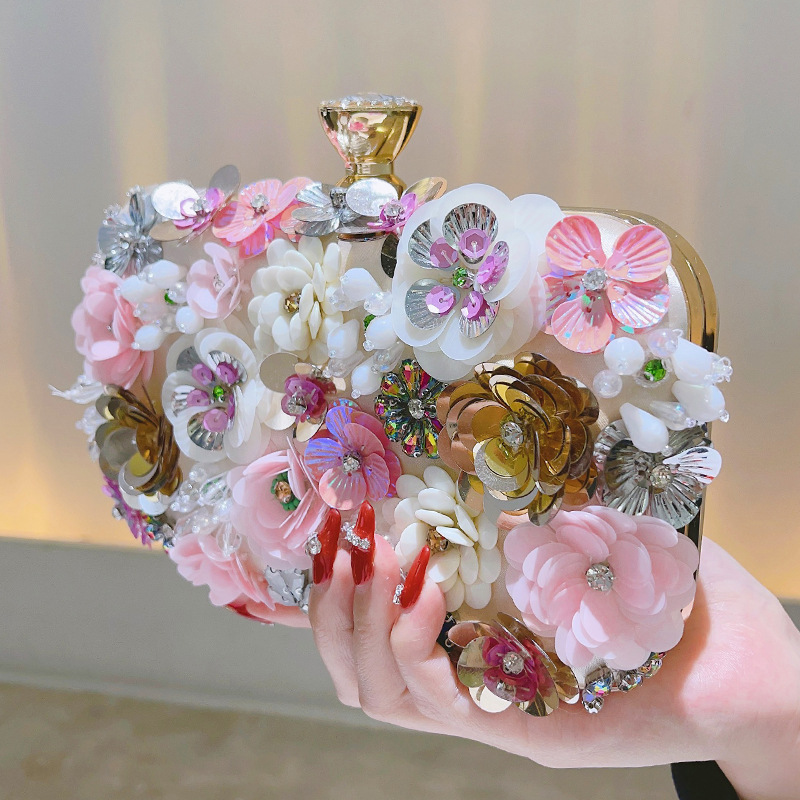 Evening Bags Designer for women luxury handbag 3D bead flower elegant wallet party dance womens wedding clutch bag