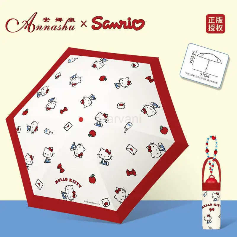 Sanrio Sanrio My Melody Sun Umbrella Kawaii Anime Cute Commute Fold Convenient Black Glue Sunscreen Handbag Style Pocket Sun Umbrella L251029