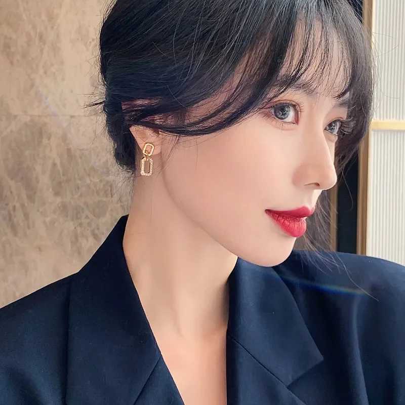 Exquisite Luxury Micro Inlaid Zircon Geometric Square Earrings for Woman 2024 Korean Fashion Jewelry Party Girls Unusual EarringW251029