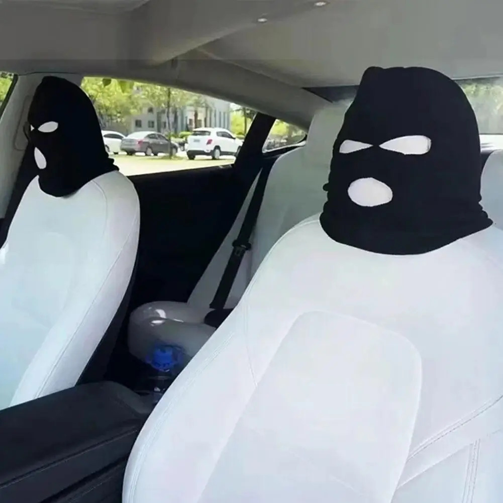 3hole Car Seat Headrest Full Face Cover Ski Mask Hat Anti Ash Protection For Car Interior Seats Funny Cover Decoration 251029