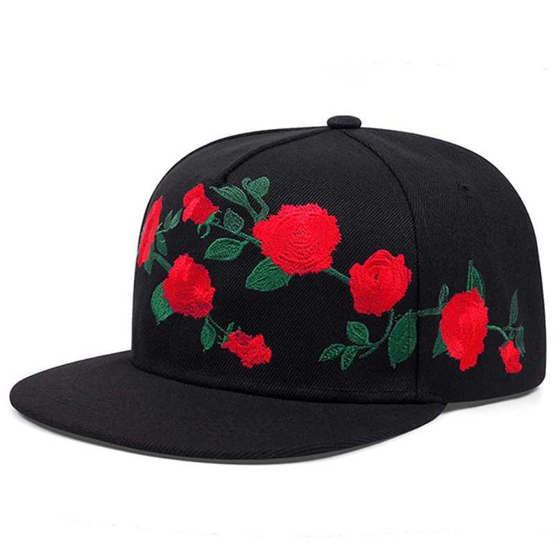 Fashion Fastball Rose Embroidery Hip Hop Baseball Cap Snapback Hat Adult Outdoor Casual Sun Bone Gorras HatsW251029