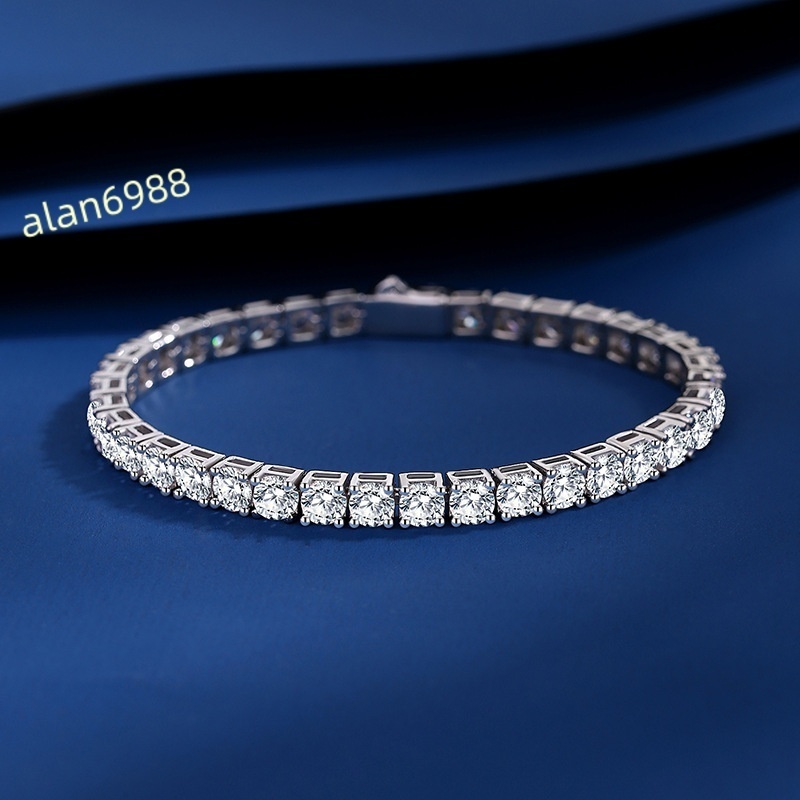 S925 Sterling Silver Moissanite D Color Tennis Bracelet Mens Womens Bracelet CrossBorder Hot Sale 25M3M4M5M