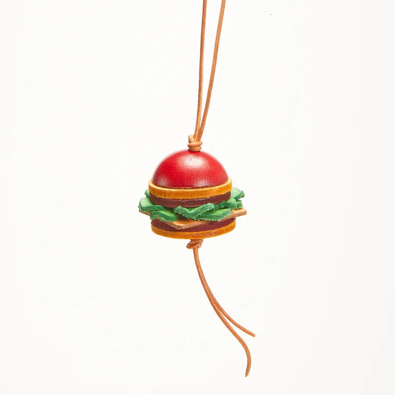 Hamburger leather bag charm lantern strawberry keychain decoration pendant Womens backpack exquisite accessories 251029