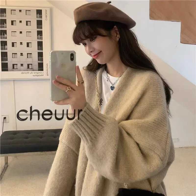 Womens Clothing Fashion Allmatch Solid Knit Cardigan Autumn Winter New Elegant Loose Long Sleeve Coat Lady Casual SweatersT251028