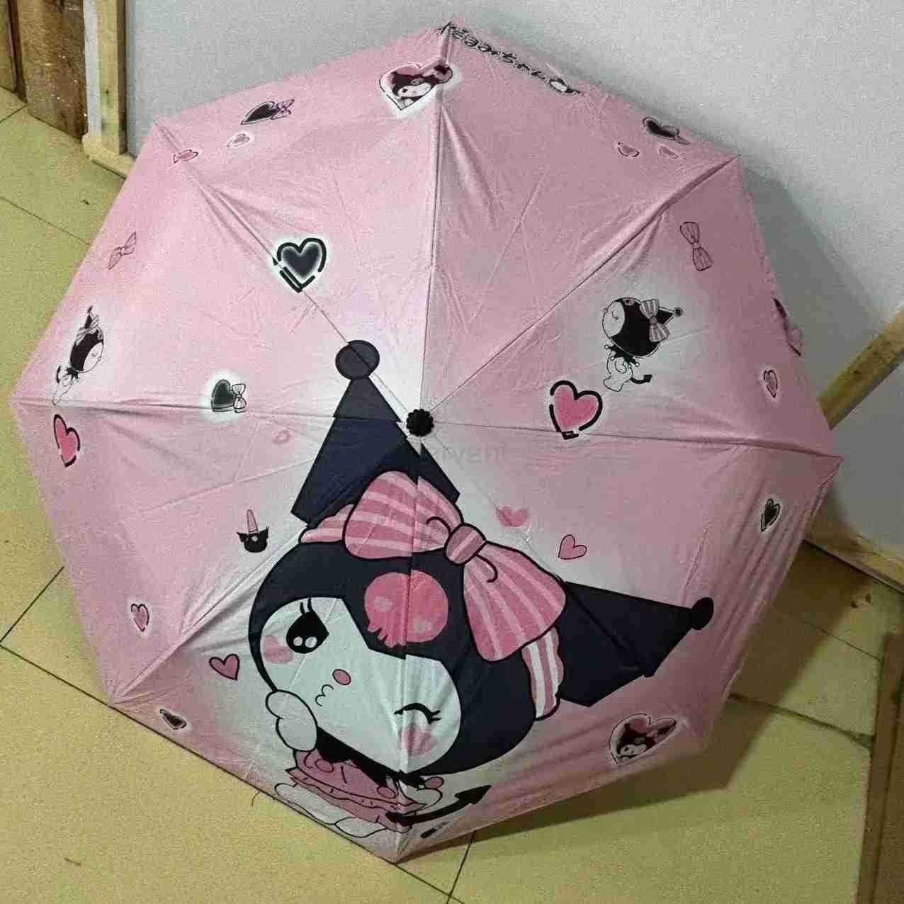Sanrio Sanrio Kawaii Kuromi Fully Automatic Parasol Sunshade Umbrella My Melody Anime Cartoon Sweet Exquisite Manual Foldable Umbrellas L251029