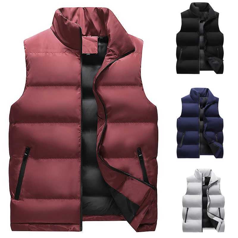 Men Puffer Vest Autumn Winter Quilted Jacket Black Grey Sleeveless Coat Casual Parkas Thick Warm Outwear Vest Jacket Clothing W251029