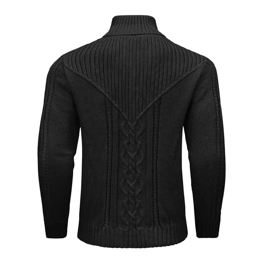 Mens Sweater Winter Shawl Collar Pullover Sweater Casual Cable Knit Button Sweaters Woolen Solid Color Fleece Tops US Size J251029