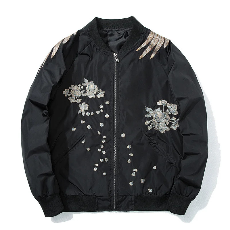 Spring Pilot Bomber Jacket Men Women Bird Embroidery Baseball Fashion Casual Youth Couples Coat Japan Streetwear 251028