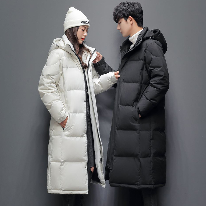 Men's Down FGKKS 2025 Couple Winter Jacket Fashion Classic Slim Korean Style White Duck Long Coat Women Hooded Outwear