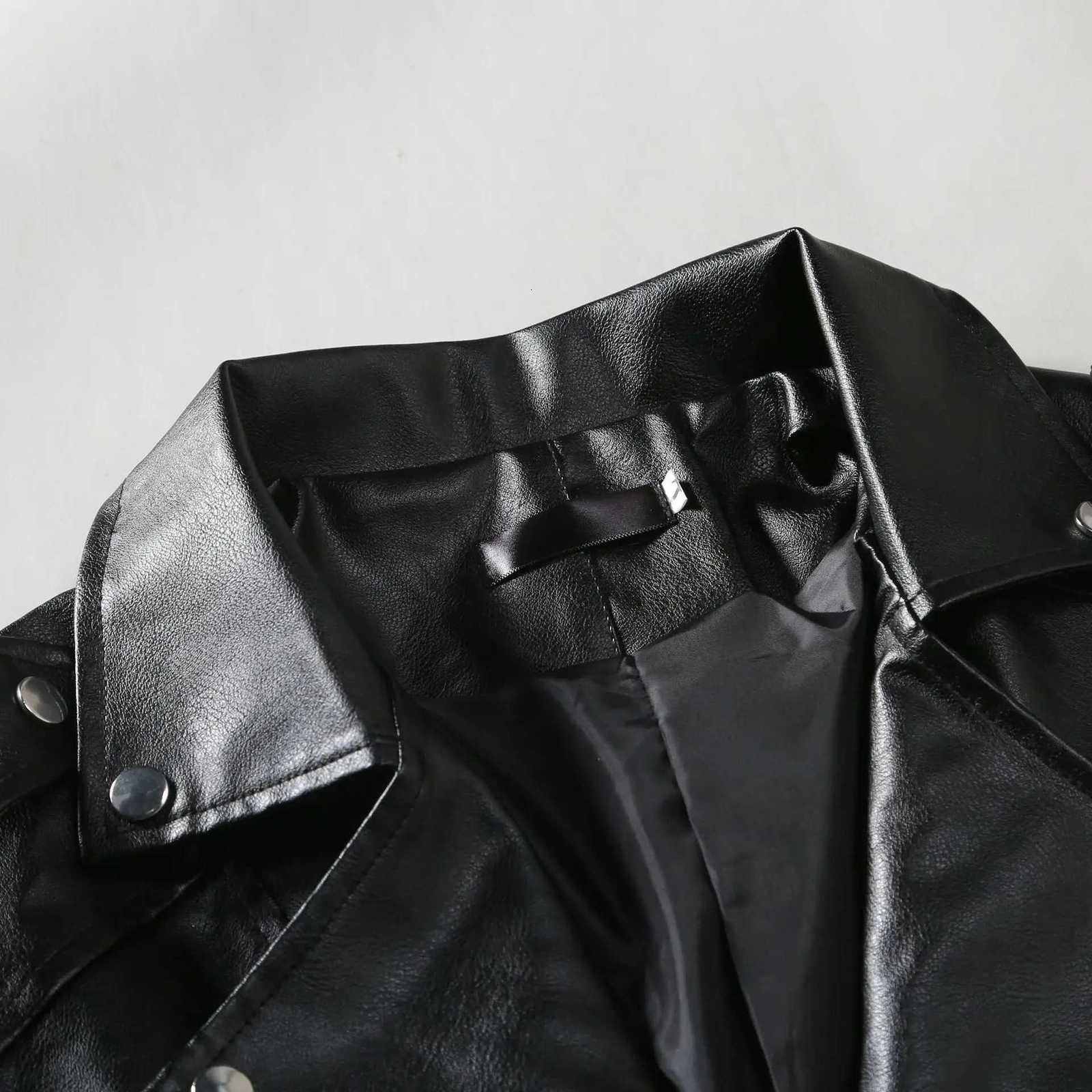 Autumn and winter new mens highquality slim fit lapel sloping leather jacket British fashion motorcycle suit leather jacketT251029