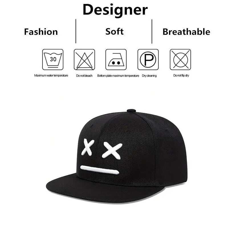 Unisex XX Smiling Face Embroidery Hiphop Hats Spring Autumn Outdoor Adjustable Casual Baseball Caps Sunscreen HatW251029