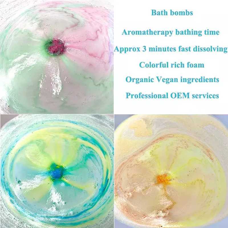 6 Pcs Organic Bath Bombs Bubble Bath Salts Ball Essential Oil Handmade SPA Stress Relief Exfoliating Mint Lavender Rose Flavor L251029