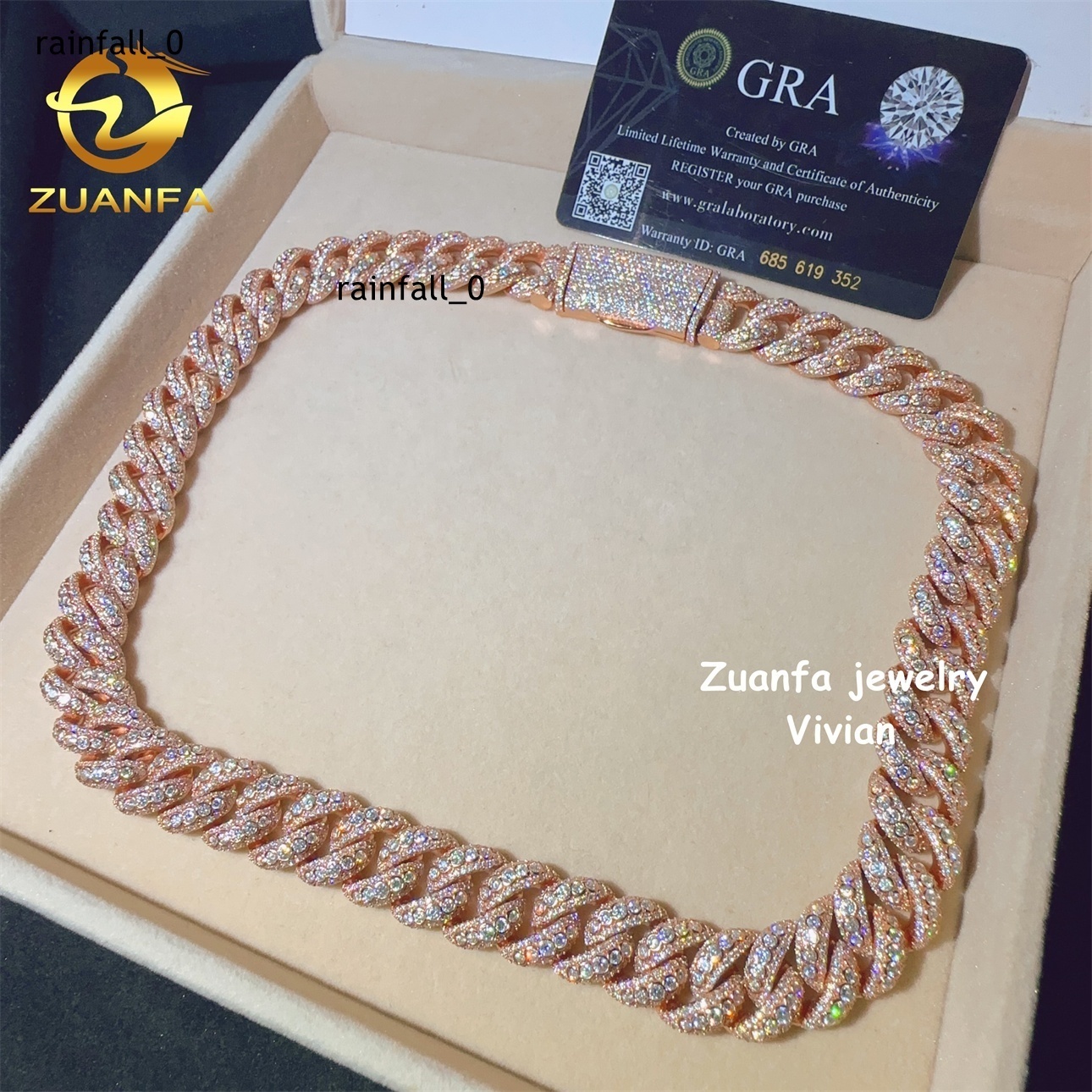 15mm MoissaniteCuban D Color VVS Moissanite Diamond Iced Out Sterling Silver 925 Hip Hop Fine Jewelry Cuban Link Chain Necklace