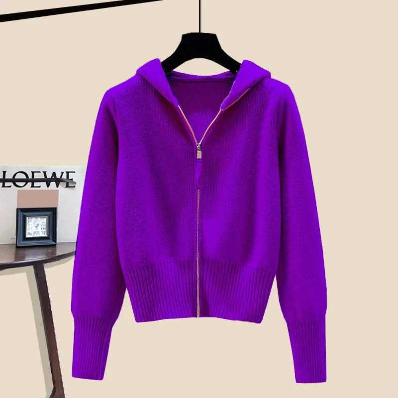 Women Autumn Winter Long Sleeved Double Zipper Soft Waxy Cardigan Sweater With Hat Design Feeling Top Female Hooded Sweater CoatT251028