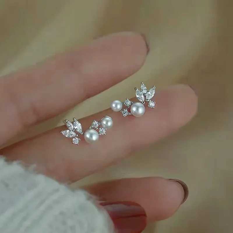 CAOSHI Elegant Imitation Pearl Womens Stud Earrings Sparkling Geometric Cubic Zirconia Wedding Temperament Jewelry AccessoriesW251029