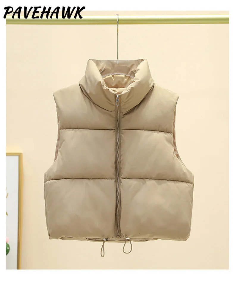 Women Autumn Winter Short Down Vest Stand Collar Warm Casual Elegant Sleeveless Coats Outdoor Quilted Travel Jackets Clothes 251029