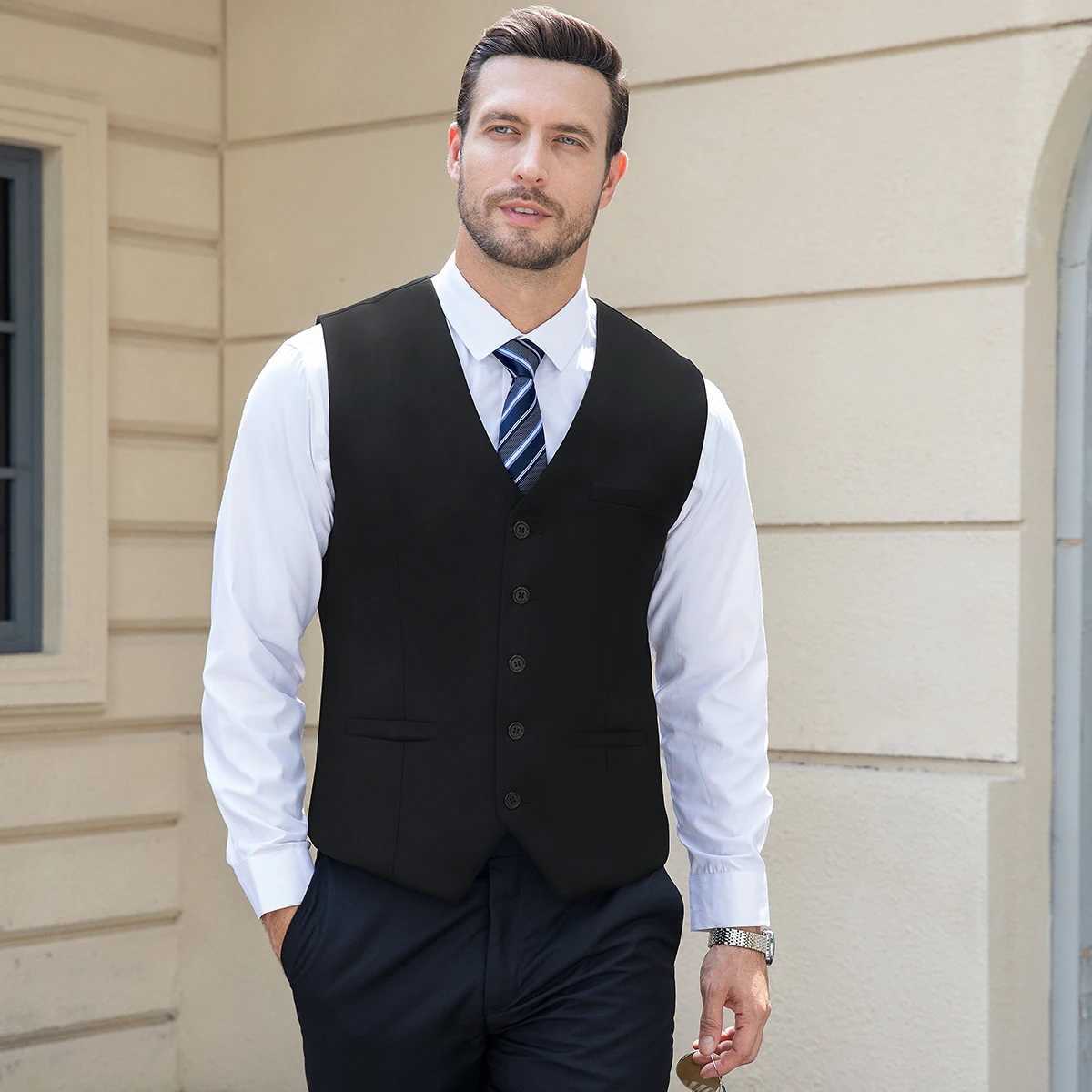 Vest for Men Wedding Easter Church Ceremony Black Waistcoat Banquet Office Business Formal Dinners Piano Performance Outfit Set W251029