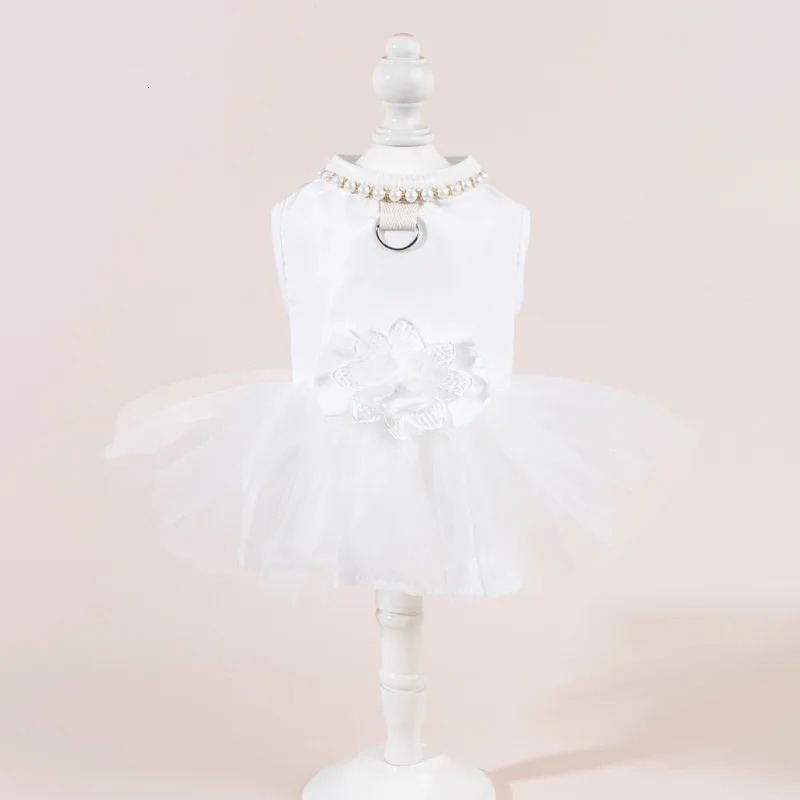 Pet Wedding Clothing Cat Spring Summer Thin White Retro Flower Dress Princess Wedding Dress Suitable for Small and Medium Dogs 251029