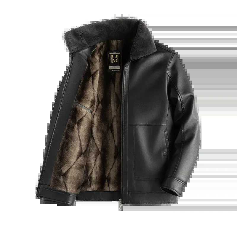 Plush and Thickened Mens Leather Jacket Removable Lining Jackets Man Motorcyclist Jacket Man Casual 2024 New in CoatsT251029