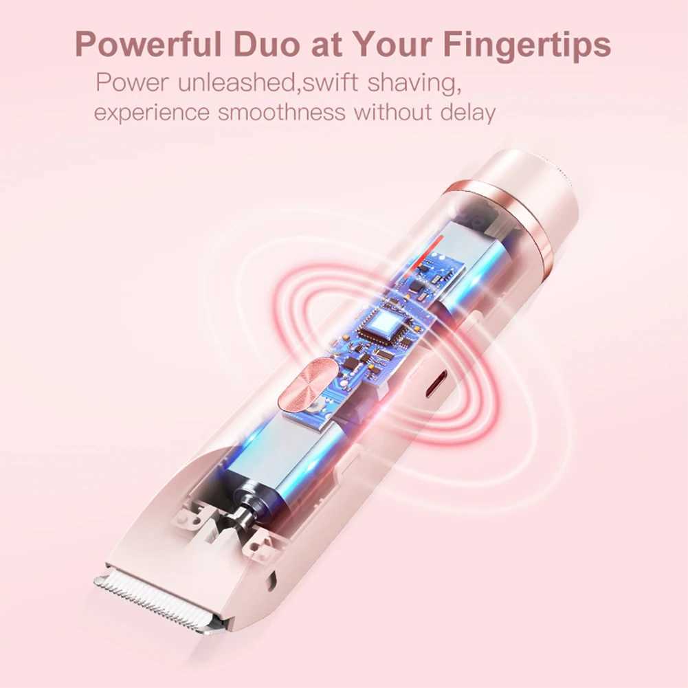 Electric Razor Woman Shaver Dual Head Electric Hair Clipper Women Mustache Epilator Leg Bikini Body Hair Trimmer for Pubic Legs J251117