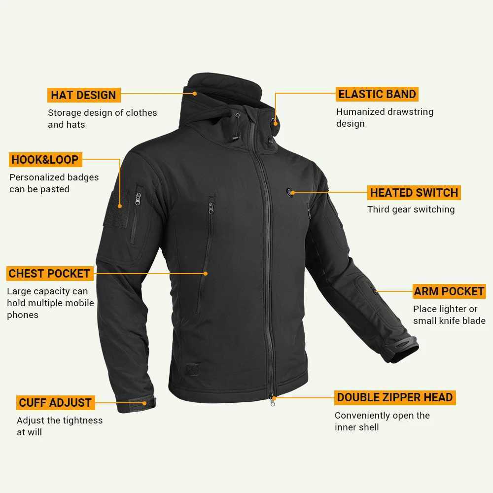 7 Area Heated Jacket Winter USB Electric Heating Jacket Washed Warm Clothes Man Thermal Jacket for Skiing Hiking Camping Coat J251029