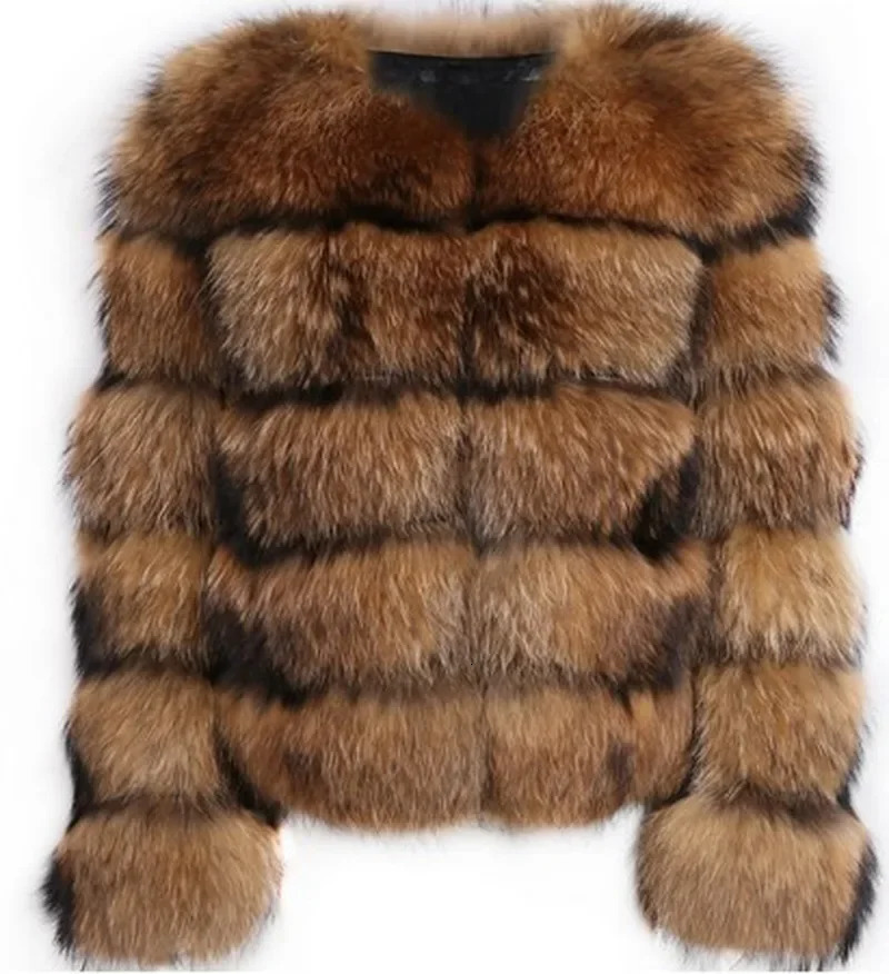 Women Raccoon Fur Jacket Autumn Winter Faux Fur Fox Coats Short Coat Jackets Furry Outerwear Elegant Thick Warm Coats 251029