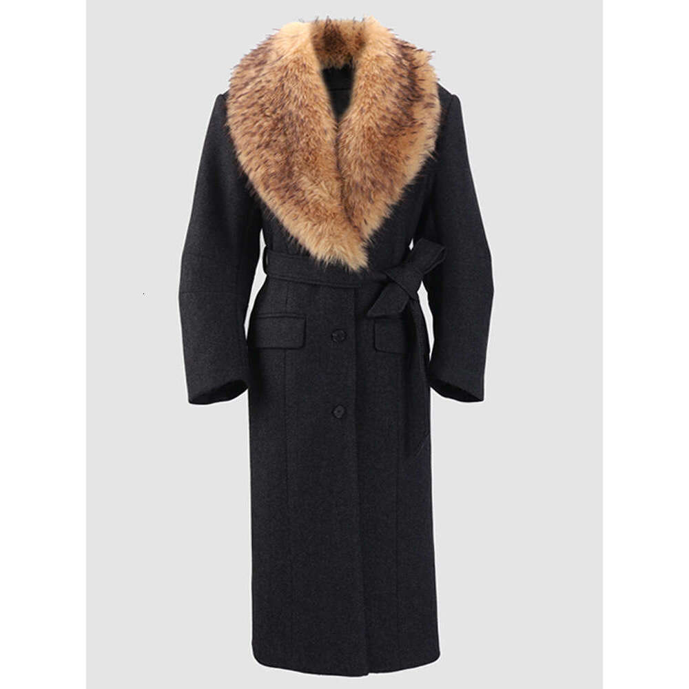 2025 Women's Winter Long Coat Wool Splicing Fur Slim Fit Women's Suit Jacket y2k Clothing New Fashion High Quality Outerwear bra