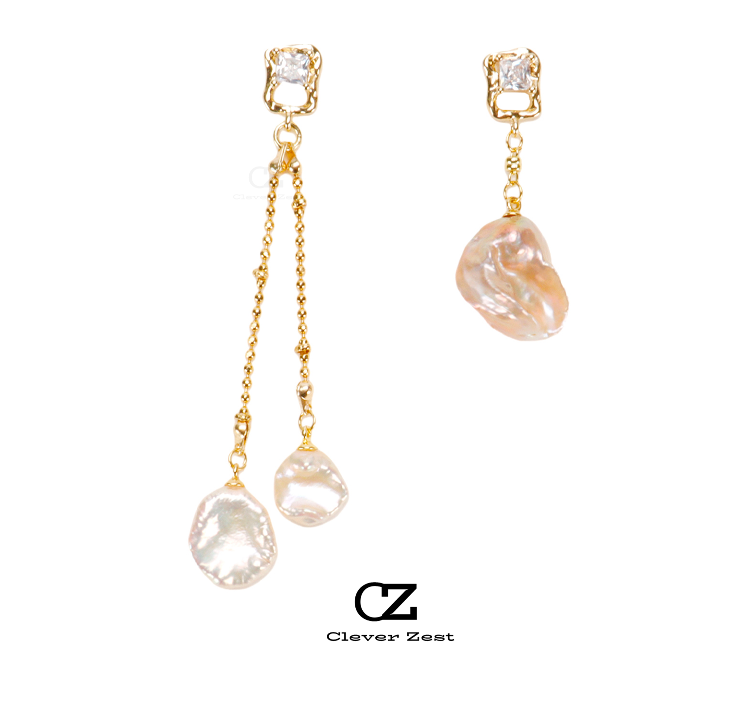Natural White & Pink Baroque Pearl Earrings with Pinkish-Purple Petals 14K Gold-Filled Fashionable Versatile Style Perfect Anniversary Gift or Bestie 