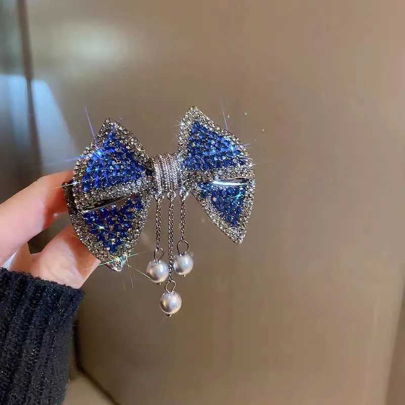 Elegant small hair with tassel design womens spring clip wide pearl rhinestone hair clip hair accessoryW251028