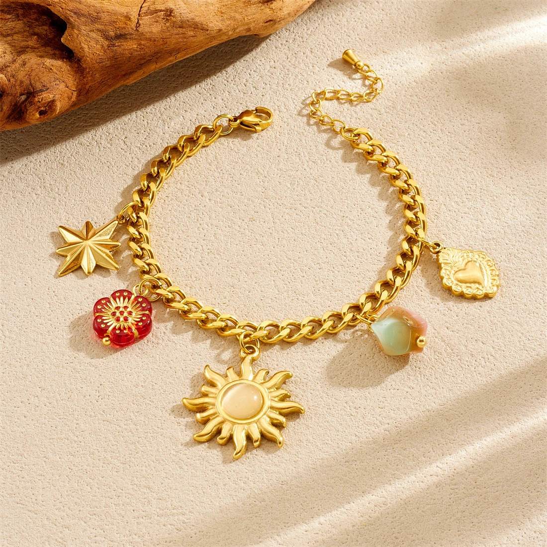 DIEYURO 316L Stainless Steel Sunflower Heart Star Crystal Pendant Necklace Bracelet Set Lady Fashion Jewelry Glamorous 251024