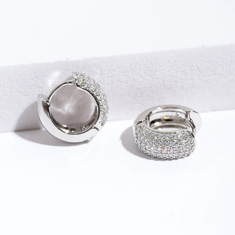 Zirconia Pave Hoop Earrings Women Men Unisex Earrings Hip Hop Party Jewelry Bridal Wedding Accessories Gift 251028