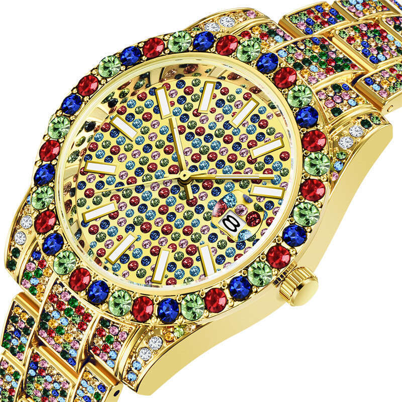 Hip-Hop Water Ghost Diamond-Studded Starry Sky Calendar Quartz Watch