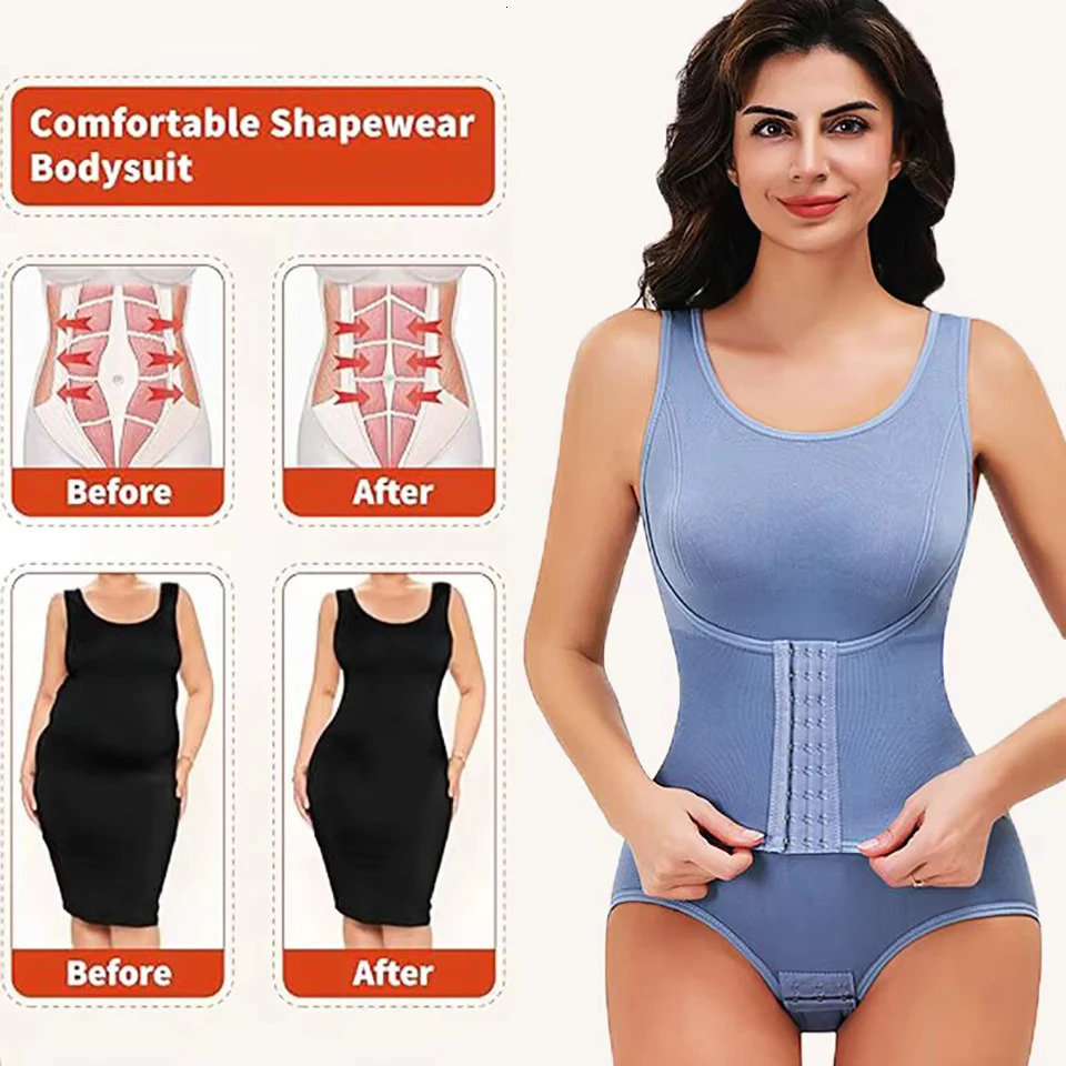 2025 Bodysuit Shapewear With Zipper Belt Women Tummy Control Fajas Body Shaper Waist Trainer Slimming Cincher Corset Tops 251029