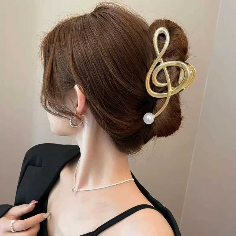 1pc Fashion Musical Note Design Claw Clip for Women Elegant Metal Shark Clip NonSlip Ponytail Bun Holder Hair Accessories GiftW251028
