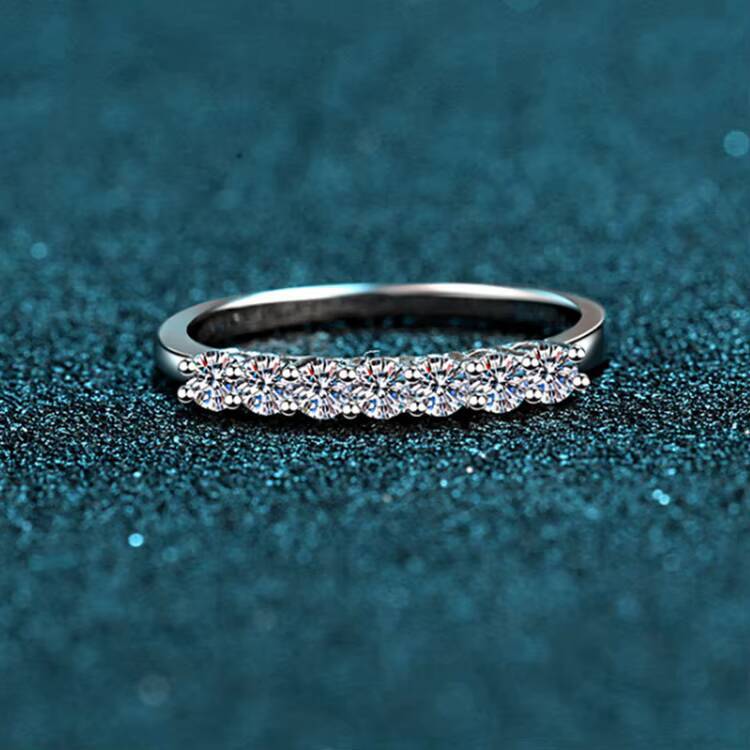 Beautiful Wedding Rings Dropshipping 925 Sterling Silver Seven Stone Moissanite Eternity Band Rings