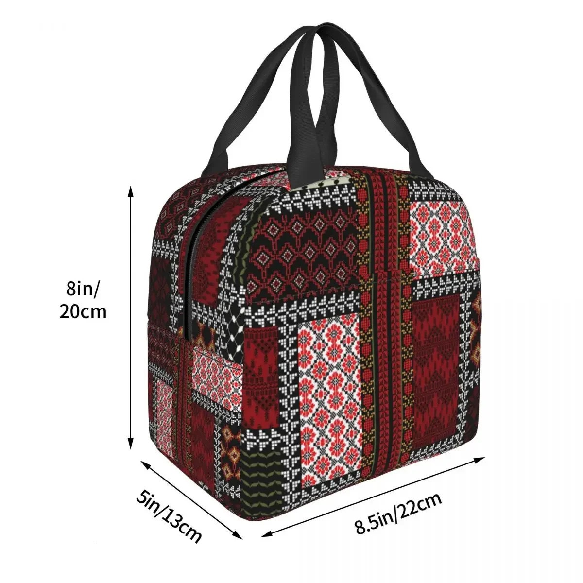 Custom Arabic Keffiyeh Traditional Pattern Insulated Lunch Bags for Tatreez Art Portable Cooler Thermal Food Lunch Box Travel 251029