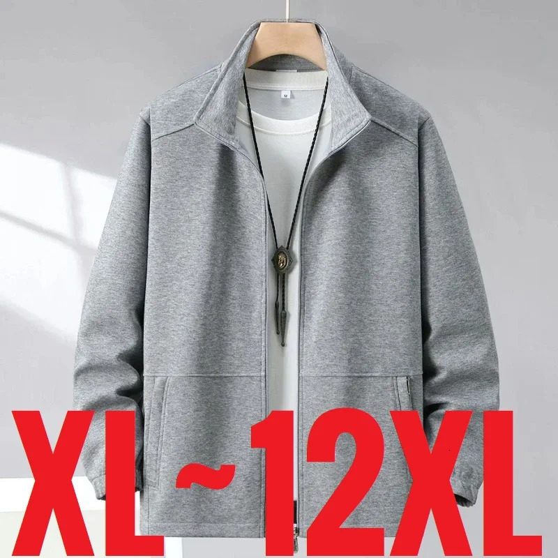 Extra Big Size Mens Spring Jacket Stand Collar Zip Up Coat Male Plus Large 10XL 12XL Loose Casual Fashion Work Wear Outerwear 251029