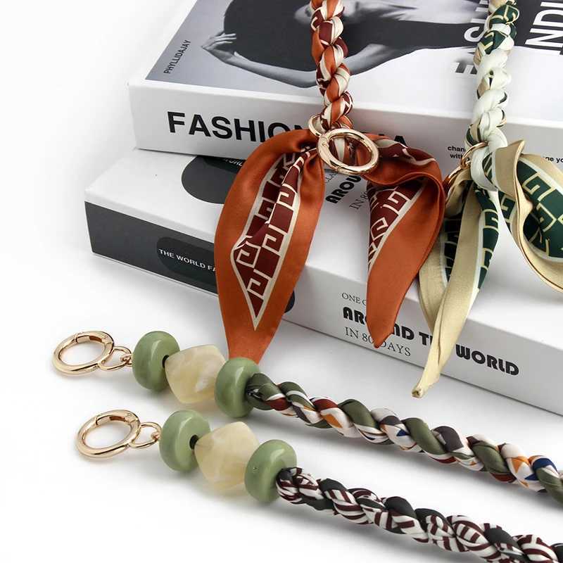 1PC 2144cm Bowknot Silk Scarf Strap Bag Short Extension Chain Braid Bag Mobile Phone Case Camera Beaded DIY Lanyard ChainW251029