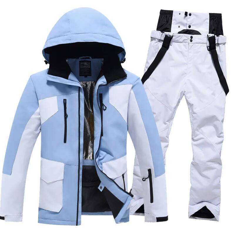 Women's Winter Snow Suit Sets Snowboarding Clothing Skiing Costume 10K Waterproof Windproof Ice Coat Jackets And Strap Pants