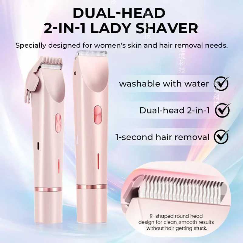 Dual Head Hair Removal for Women Portable Float Rshaped Head Wet Dry Use Waterproof Painless Facial Trimmer Body Epilator J251117