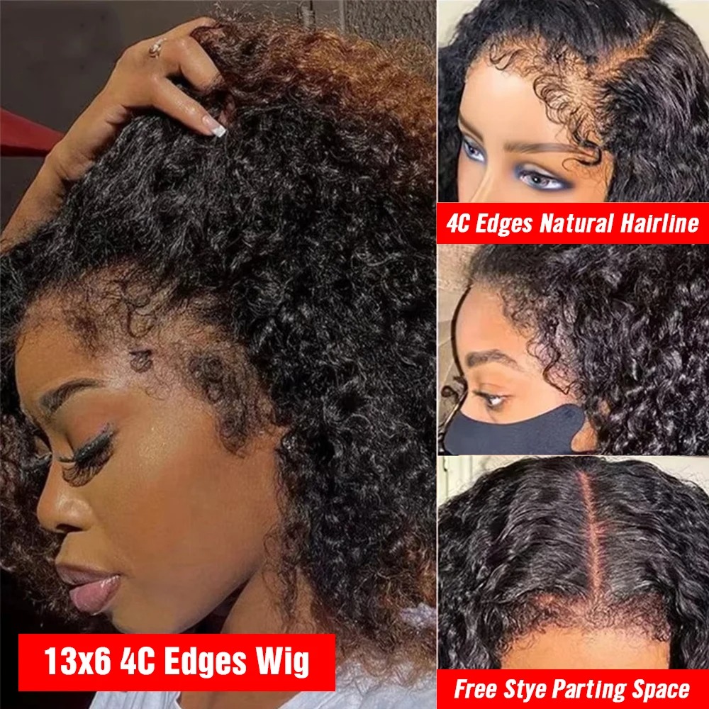 Short Curly Bob Lace Front Human Hair Wigs With Baby Hair Synthetic Lace Closure Wig For Black Women Pre Plucked