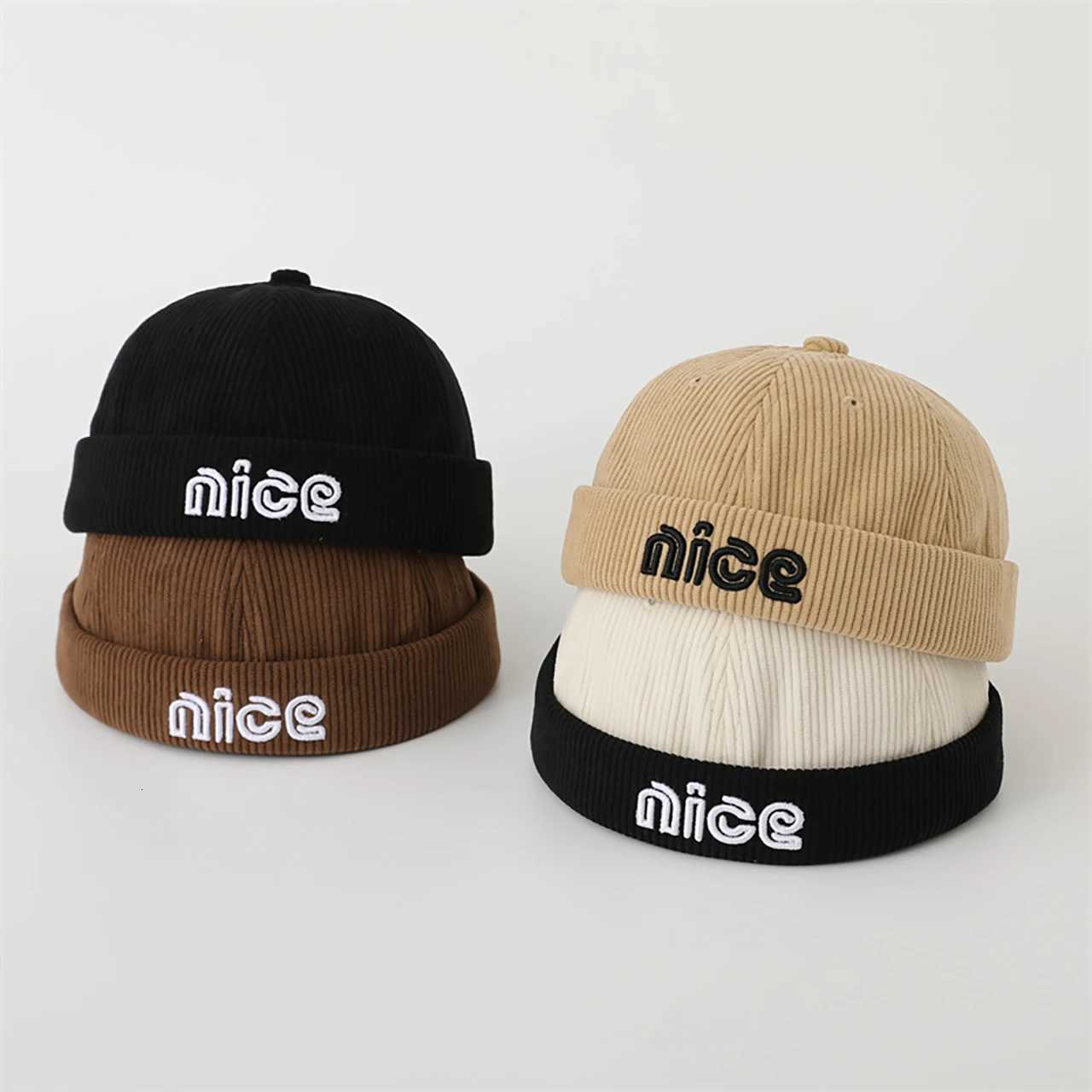 Baby Autumn Corduroy Docker Cap Letter Embroidery Dome Melon Cap Fashion Children Beanie Bonnet Hiphop Kids Brimless Hat 26Year251028