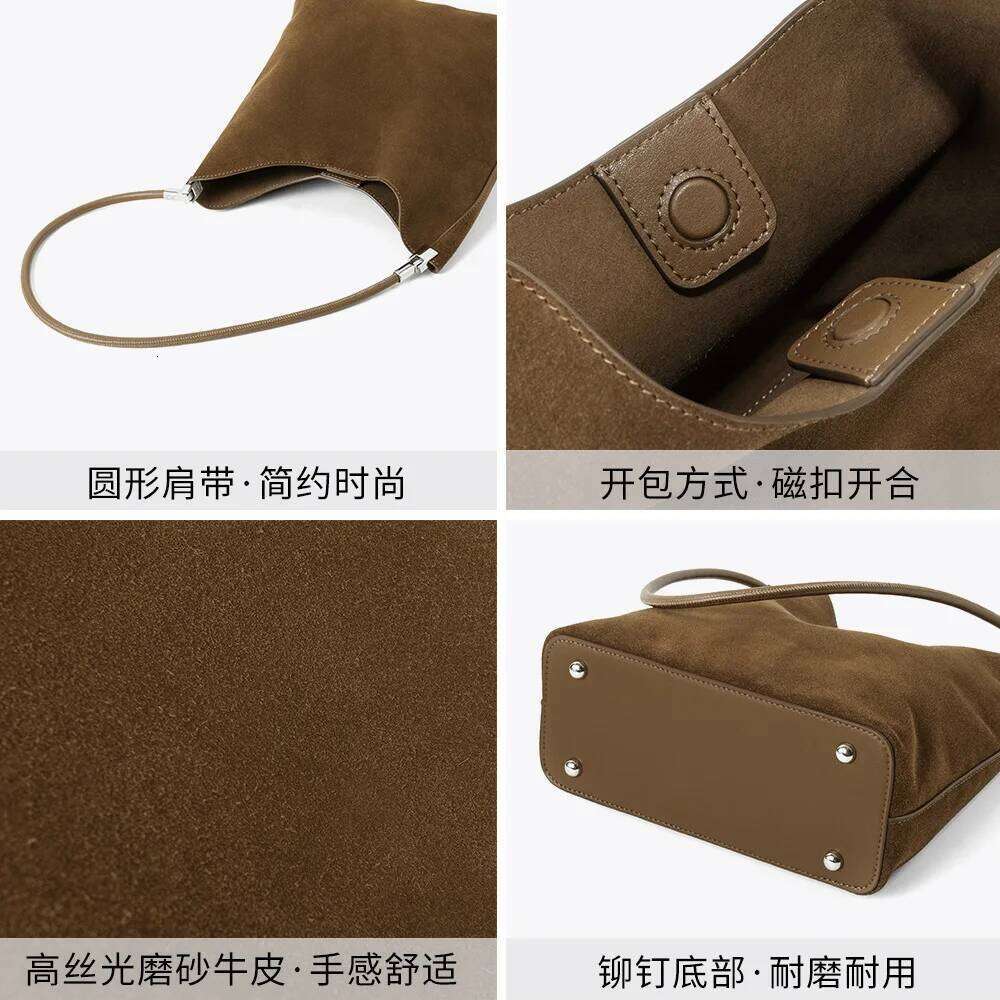 Suede Women's Armpit New Niche Design Vintage Frosted Cowhide Large Capacity Fashionable Hand-Laundry Shoulder Bag Suotong1029