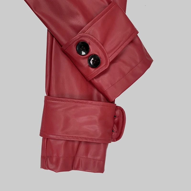 Modigirl Autumn Winter Red Faux Leather Jackets Women Outwear Long Sleeves PU Leather Short Coats Outwear for Female 251029
