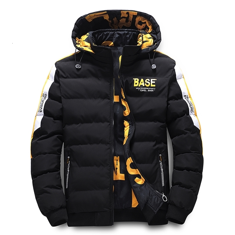 Double Sided Outerwear Mens Cotton Padded Parkas Men Autumn Winter Jacket Warm Comfortable Down Jacket Removable Hat 251028