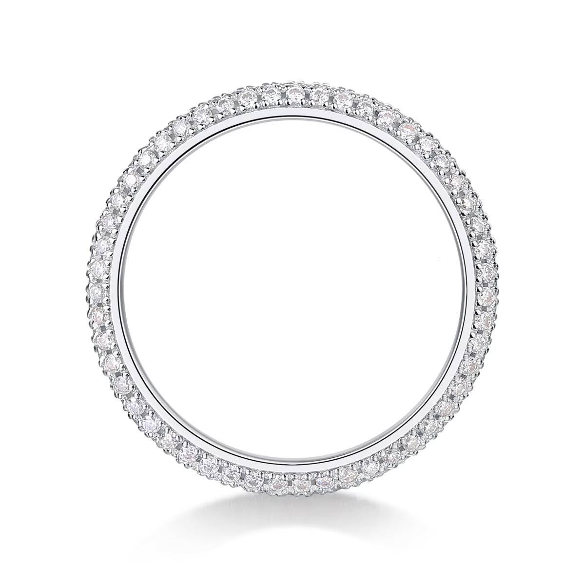 Customizable 3Row Moissanite Eternity Wedding Ring High Quality 14K18K Plating Gold Luxury Brilliant Cut Silver Jewelry Women