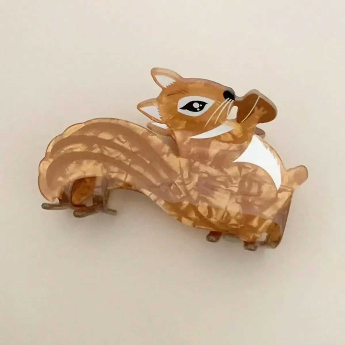 1pc Brown Autumn Animal Series Hair Grab Acrylic Gripper Sweet Back Hair Clip Super Cute Hairpin Shark ClipW251028
