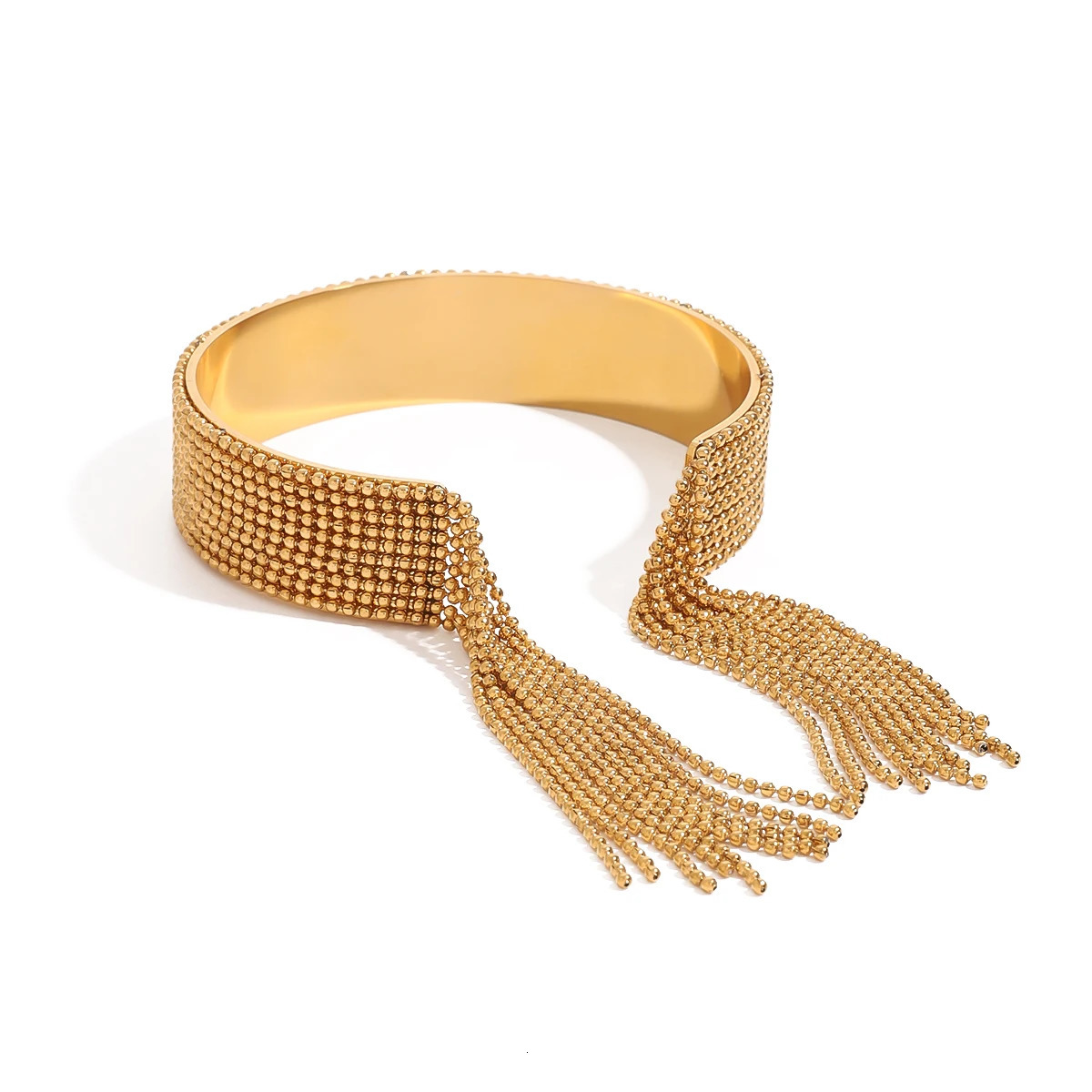18k Gold Plated Stainless Steel Fashionable And Personalized Round Tassel Bangle Cuff Bracelet Bijoux Femme Waterproof Jewelry 251028