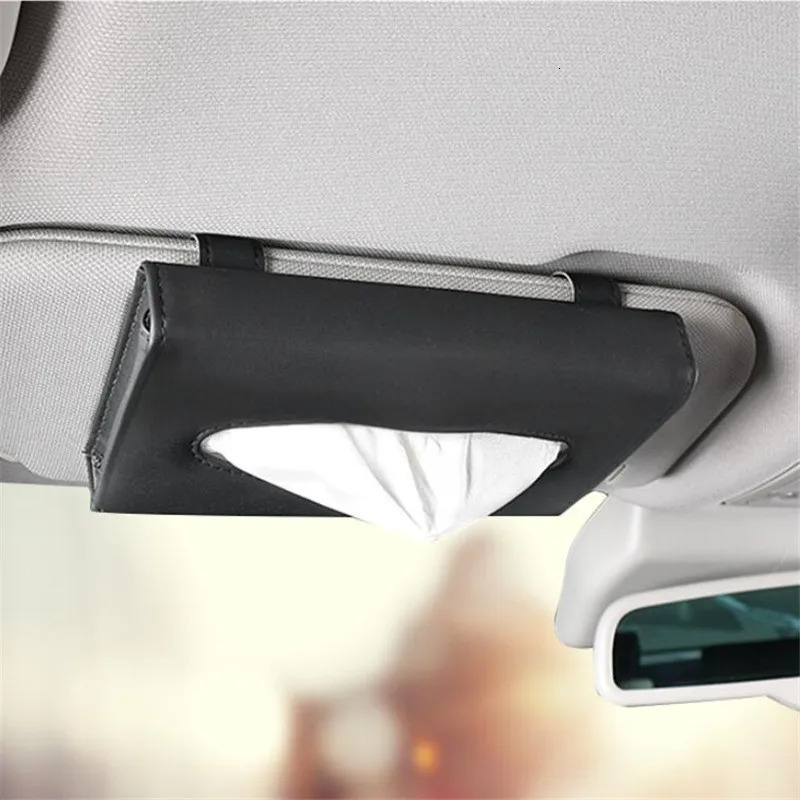 Soft Leather Car Tissue Box Car Sun Visor Type Block Hanging Container Towel Napkin Holder Paper Rack Organizer Storage Bag 251029